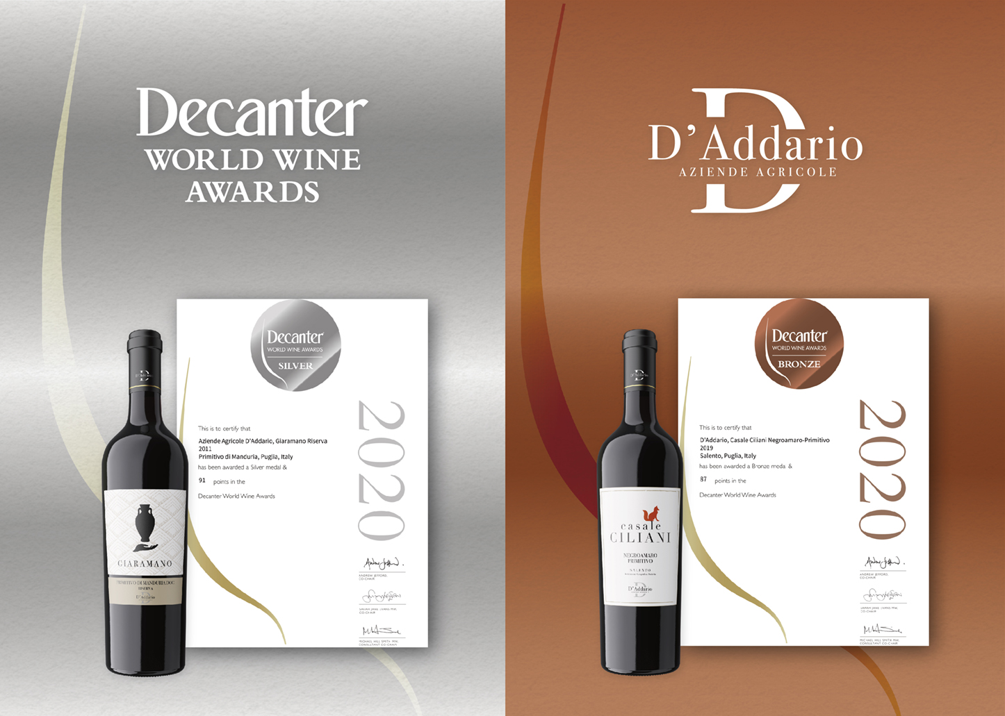 I vini D’Addario al Decanter World Wine Awards 2020